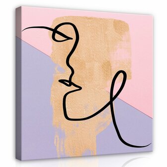 Line Art - Face Canvas Schilderij PP14062O2