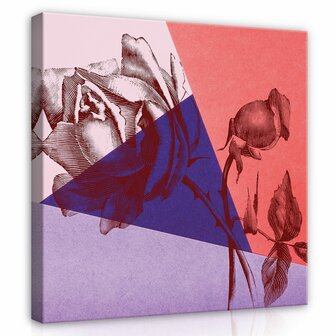 Line Art - Roses Canvas Schilderij PP14064O2