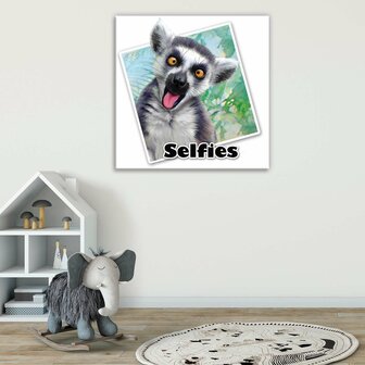 Lemur- selfies Canvas Schilderij PP12832O2