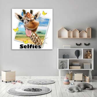 Giraffe- Selfies Canvas Schilderij PP12821O2