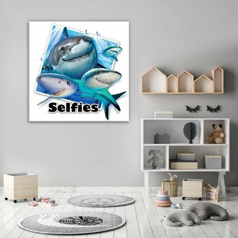 Sharks- Selfies Canvas Schilderij PP12837O2