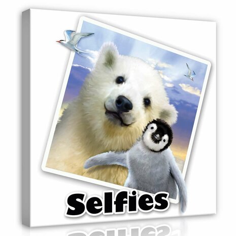 Bear and penguin- Selfies Canvas Schilderij PP12828O2