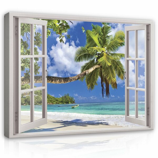 Window - Tropical Beach Canvas Schilderij PP14053O1