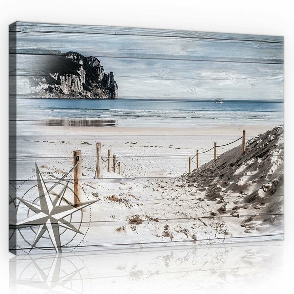 Beach on the boards Canvas Schilderij PP10028O1