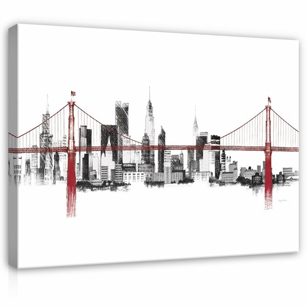 City Bridge Drawing Canvas Schilderij PP14355O1