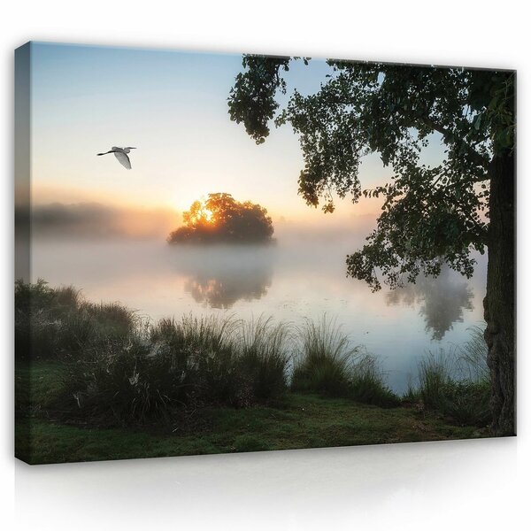 Landscape nature lake mist Canvas Schilderij PP14521O1