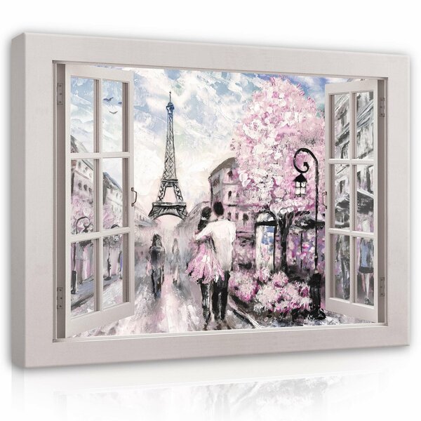 View window Paris watercolour Canvas Schilderij PP14465O1