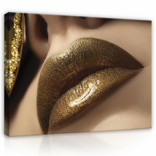 Golden Lips Canvas Schilderij PP13969O1