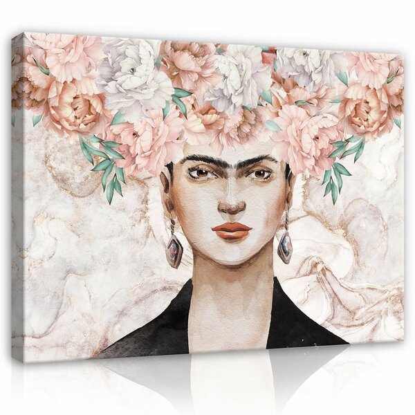 Art Frida Kahlo Pink Peonies Canvas Schilderij PP14111O1