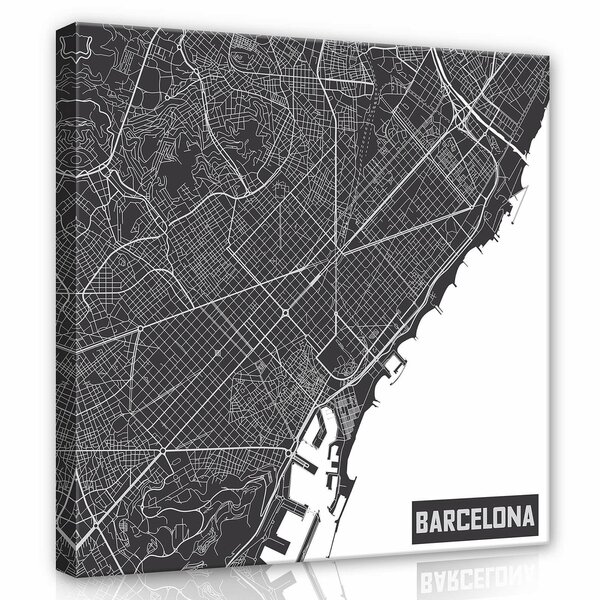 Barcelona Map Canvas Schilderij PP12745O2