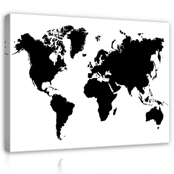 Black and White World Map Canvas Schilderij PP10252O20