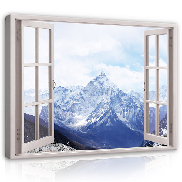 3D Effect Window Winter Mountains Landscape Canvas Schilderij PP14246O20