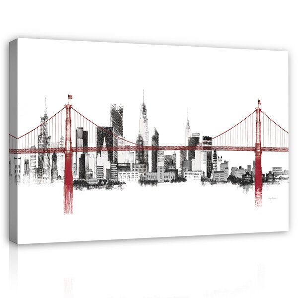 City Bridge Drawing Canvas Schilderij PP14355O20