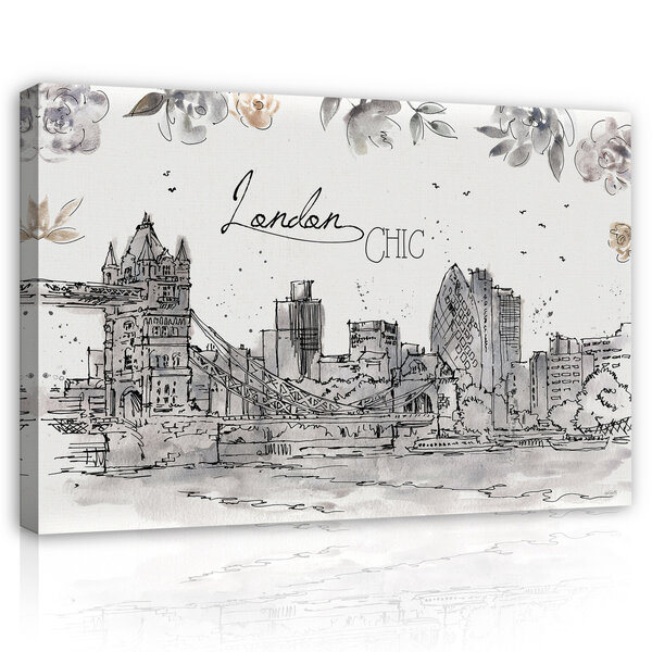 City of London Drawing Art Canvas Schilderij PP14358O20