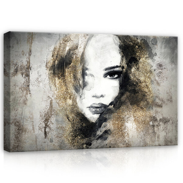 Imitation concrete female face Canvas Schilderij PP14560O20