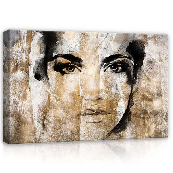 Imitation concrete female face Canvas Schilderij PP14561O20