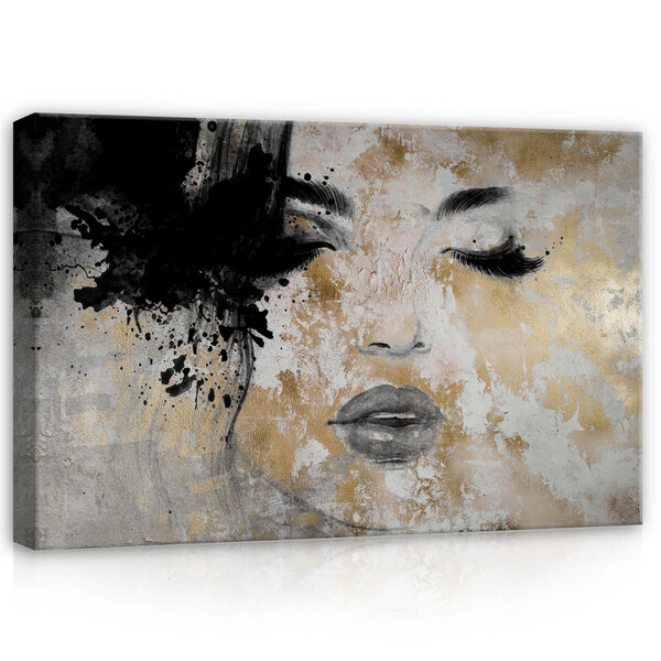 Imitation concrete female face Canvas Schilderij PP14562O20