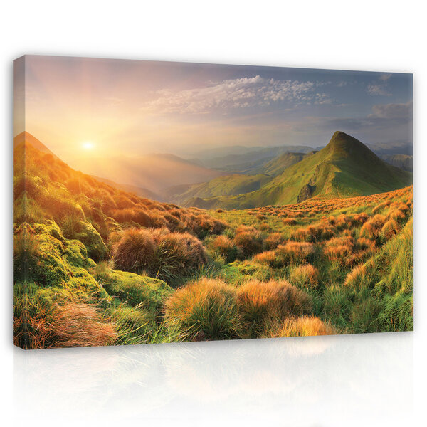 Landscape nature mountains grass Canvas Schilderij PP14599O20