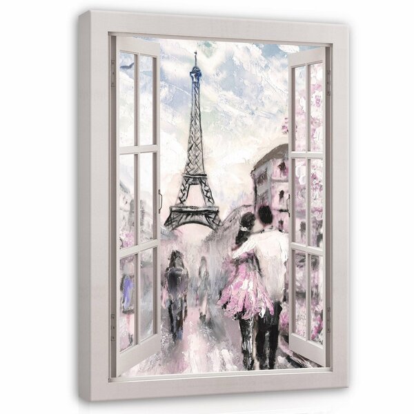 View window Paris watercolour Canvas Schilderij PP14464O1