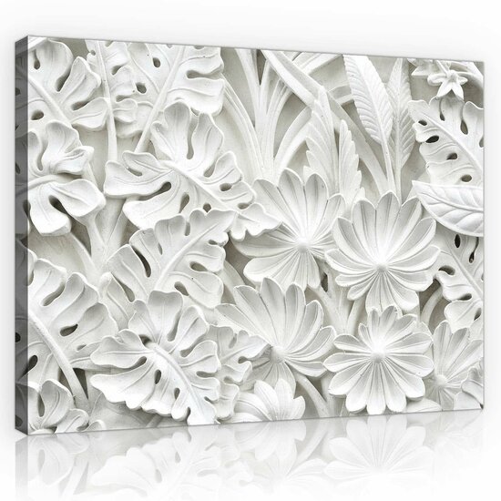 Alabaster Flowers Relief Canvas Schilderij PP10052O1