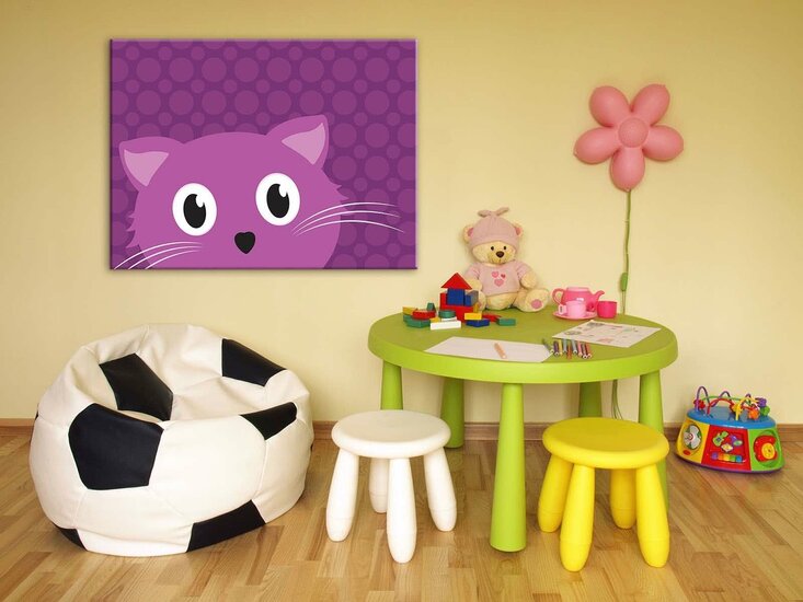 Purple cat Canvas Schilderij PP10989O1