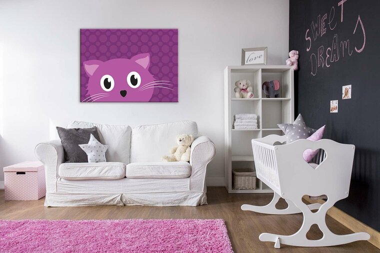 Purple cat Canvas Schilderij PP10989O1