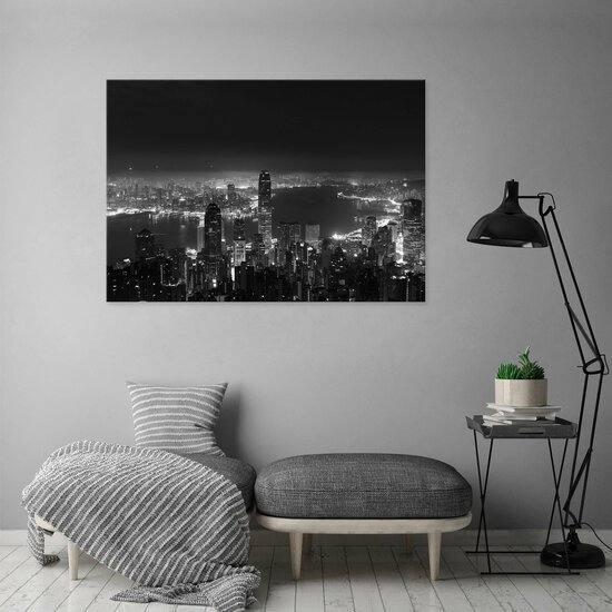 City panoramic cityline B&amp;W Canvas Schilderij PP14594O1