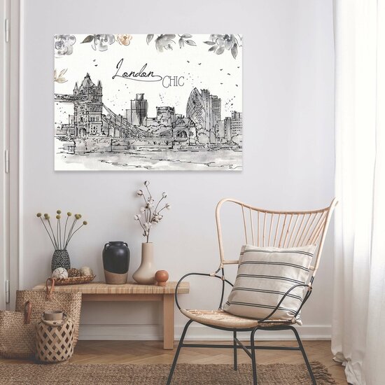 City of London Drawing Art Canvas Schilderij PP14358O1