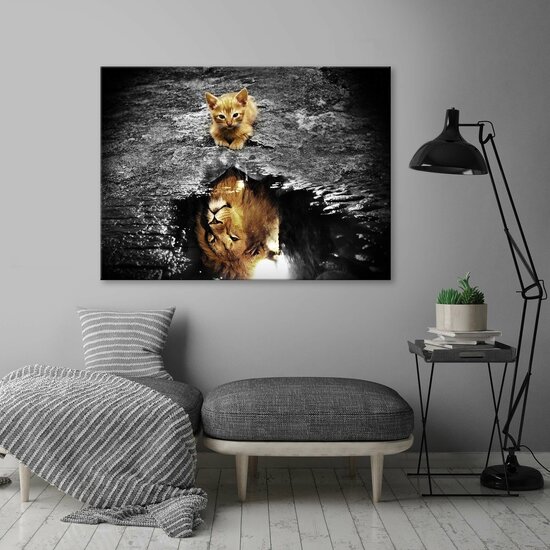 Cat and Lion Canvas Schilderij PP13956O1