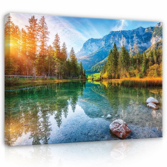 Landscape nature mountain lake Canvas Schilderij PP14630O1