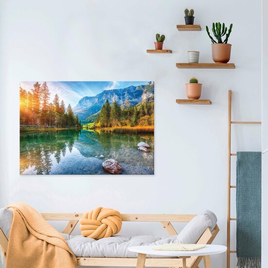 Landscape nature mountain lake Canvas Schilderij PP14630O1