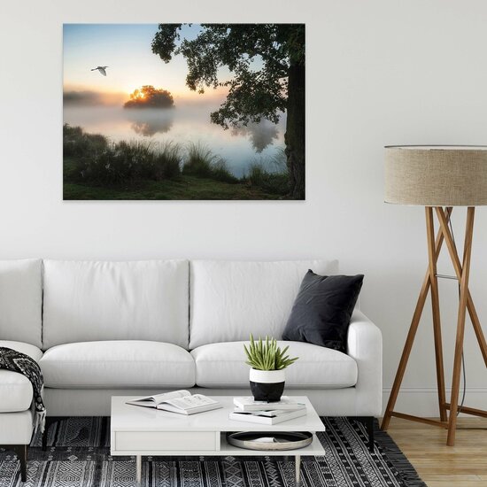 Landscape nature lake mist Canvas Schilderij PP14521O1