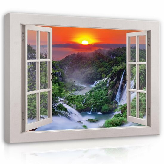 View window landscape mountain Canvas Schilderij PP14469O1