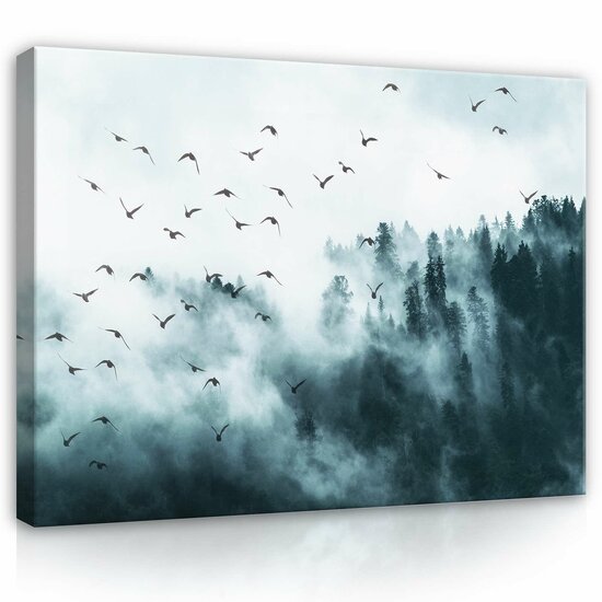 Birds in the fog Canvas Schilderij PP12394O1