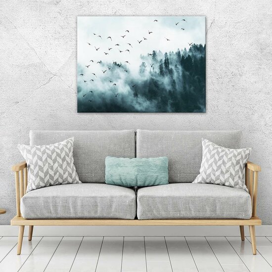 Birds in the fog Canvas Schilderij PP12394O1