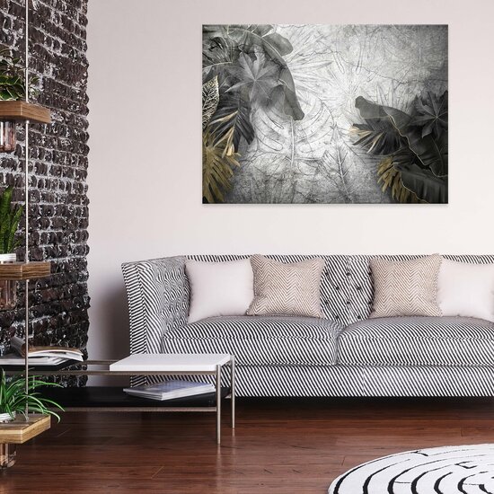 Structure leaves concrete wall Canvas Schilderij PP14516O1