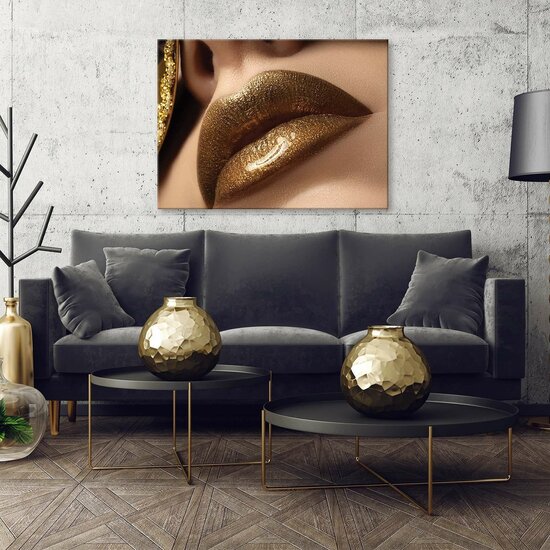 Golden Lips Canvas Schilderij PP13969O1