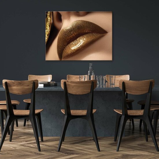 Golden Lips Canvas Schilderij PP13969O1