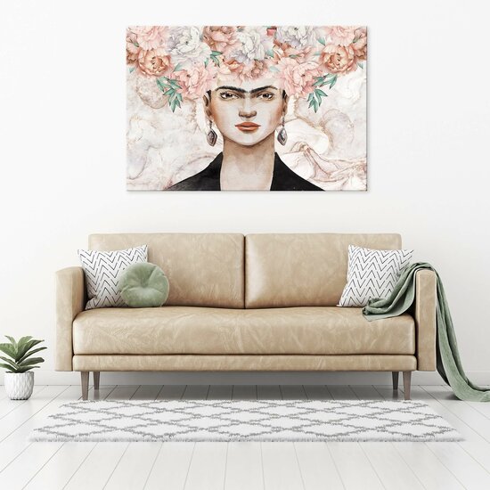 Art Frida Kahlo Pink Peonies Canvas Schilderij PP14111O1