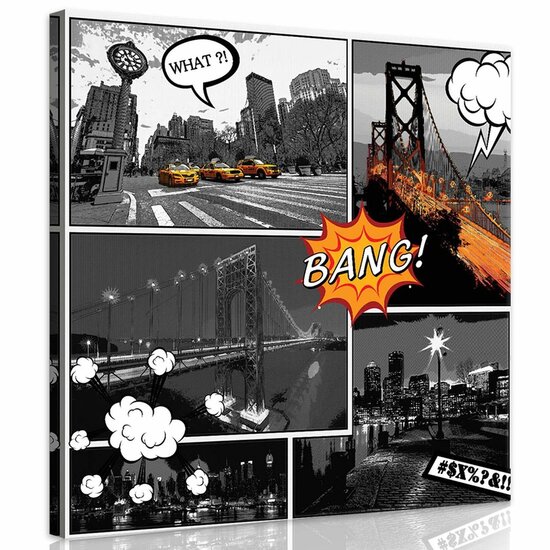 Comics Cities Canvas Schilderij PP10676O2