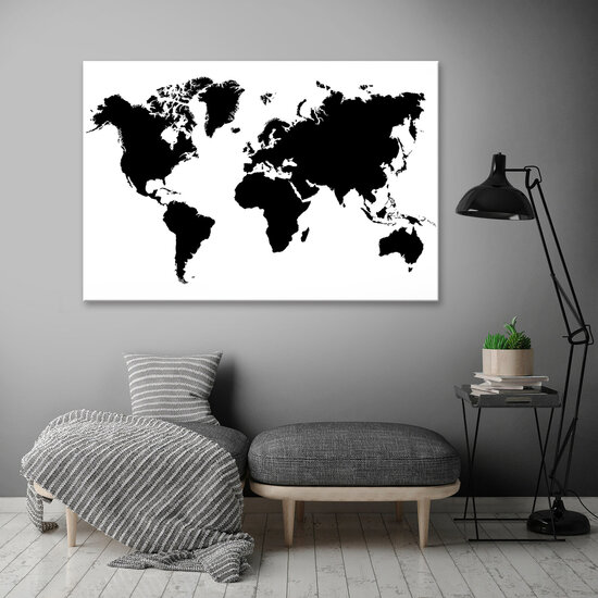 Black and White World Map Canvas Schilderij PP10252O20