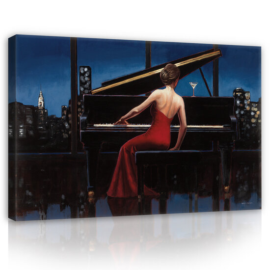 Characters City Sky Music Piano Canvas Schilderij PP14348O20