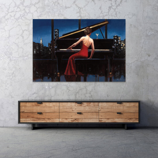 Characters City Sky Music Piano Canvas Schilderij PP14348O20