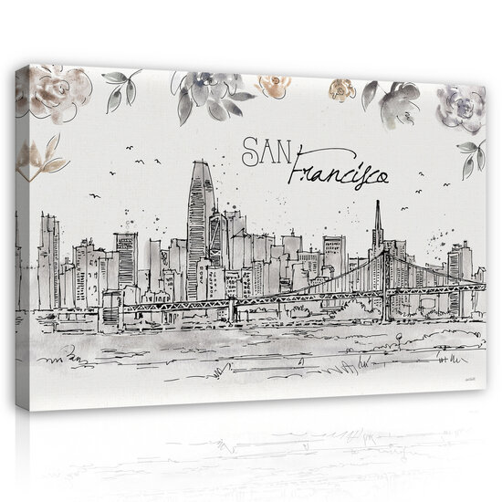 City San Francisco Drawing Art Canvas Schilderij PP14359O20