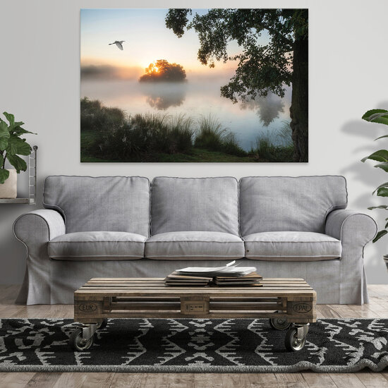 Landscape nature lake mist Canvas Schilderij PP14521O20