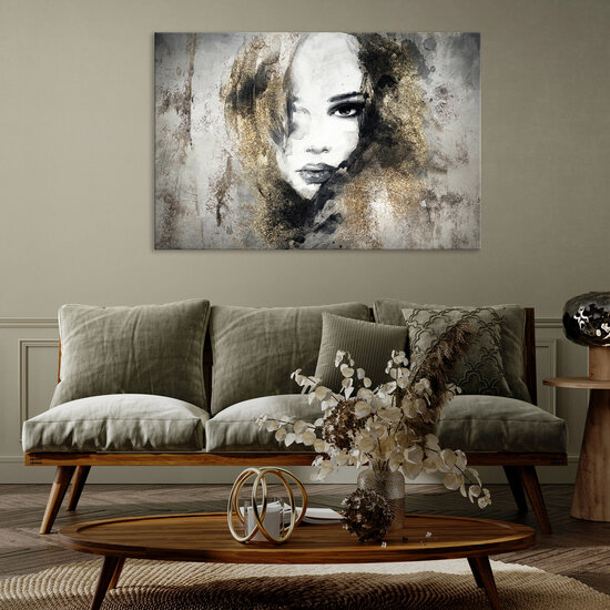 Imitation concrete female face Canvas Schilderij PP14560O20