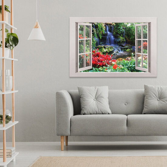 View window 3D jungle Canvas Schilderij PP14459O20