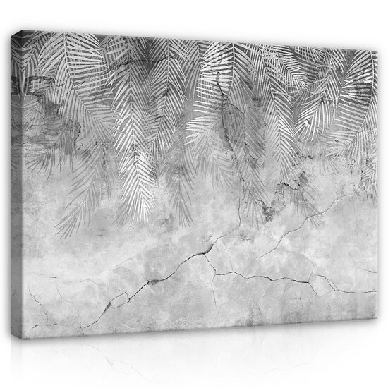 Structure concrete leaves palm Canvas Schilderij PP14514O20