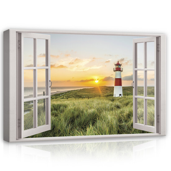 Window - Lighthouse Canvas Schilderij PP14054O20