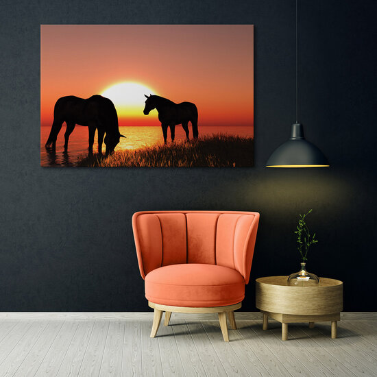 Horses and sunset Canvas Schilderij PP13603O20